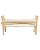 Banc en branches de teck et coussin will naturel - 128x40x66 cm