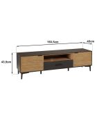 Meuble tv pin pieds métal charlie noir/bois - 150.5x40x43.5 cm