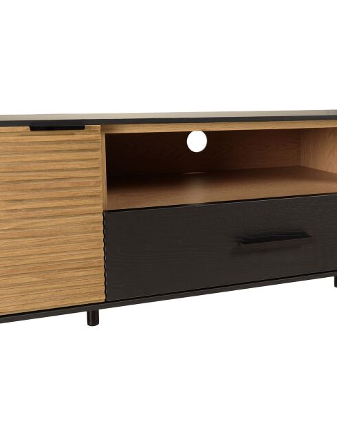 Meuble tv pin pieds métal charlie noir/bois - 150.5x40x43.5 cm