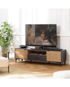 Meuble tv pin pieds métal charlie noir/bois - 150.5x40x43.5 cm