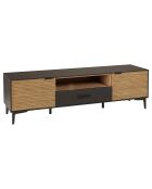 Meuble tv pin pieds métal charlie noir/bois - 150.5x40x43.5 cm