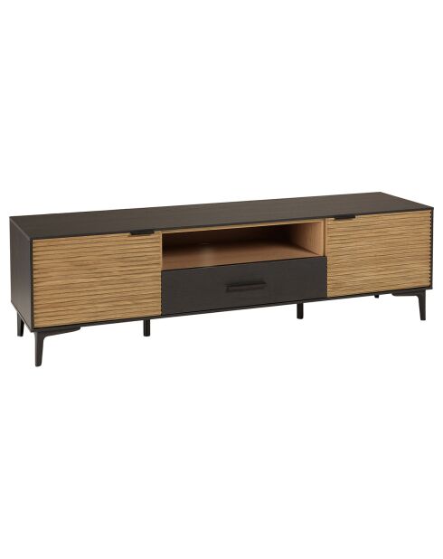 Meuble tv pin pieds métal charlie noir/bois - 150.5x40x43.5 cm