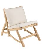 Fauteuil lounge en branches de teck coussin will naturel - 60x98x78 cm