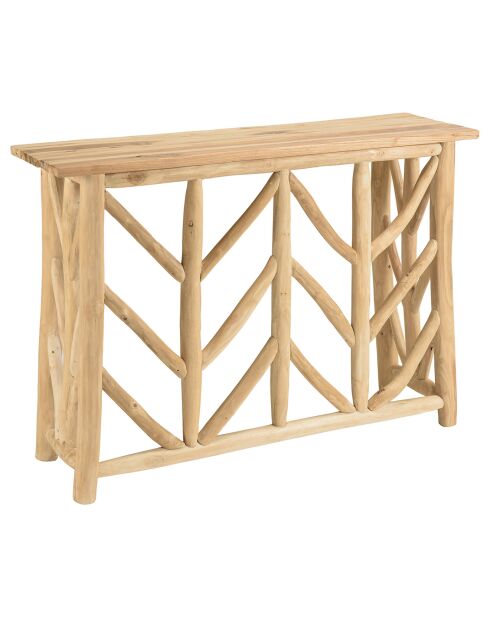 Consolle in teak naturale con base traforata sarà naturale - 120x35x85 cm