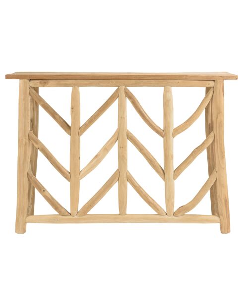 Consolle in teak naturale con base traforata sarà naturale - 120x35x85 cm