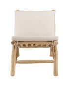 Fauteuil lounge en branches de teck coussin will naturel - 60x98x78 cm