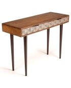 Console en bois de manguier motifs ethniques alix marron - 115x25x47 cm