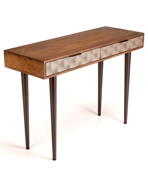 Console en bois de manguier motifs ethniques alix marron - 115x25x47 cm