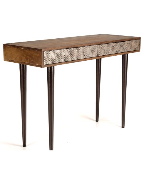 Console en bois de manguier motifs ethniques alix marron - 115x25x47 cm