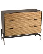 Commode pin pieds métal charlie noir/bois - 103.5x40.5x81.5 cm