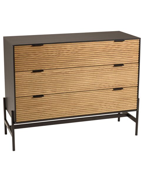 Commode pin pieds métal charlie noir/bois - 103.5x40.5x81.5 cm