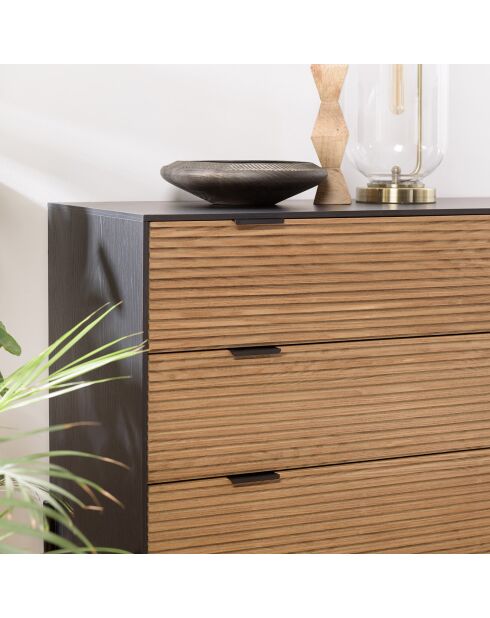 Commode pin pieds métal charlie noir/bois - 103.5x40.5x81.5 cm