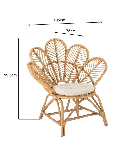 Fauteuil rotin coussin d'assise kally miel - 105x75x99.5 cm