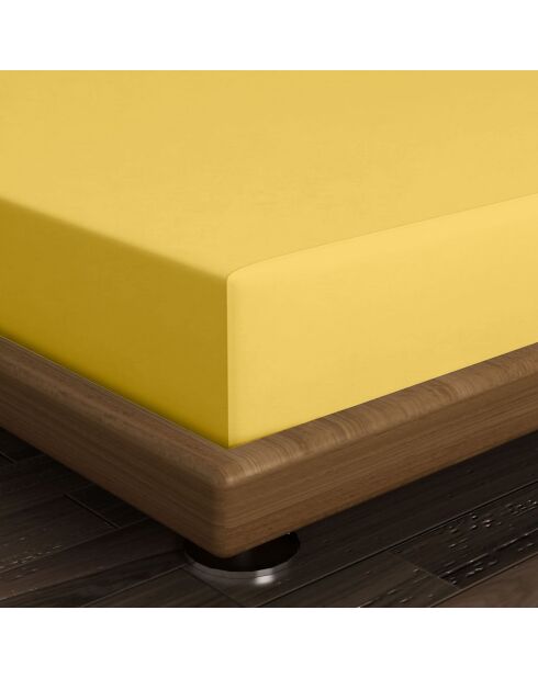 Drap housse en coton bonnet 30 cm jaune foncé