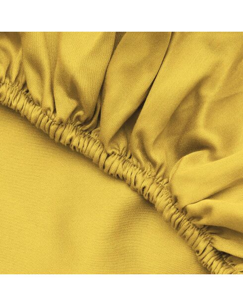 Drap housse en coton bonnet 30 cm jaune foncé