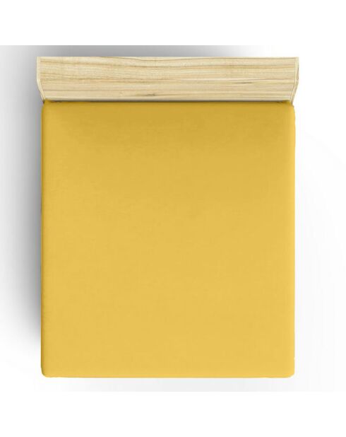 Drap housse en coton bonnet 30 cm jaune foncé