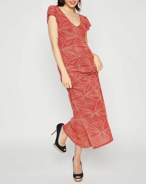 Robe Longue Oceane lurex rouge