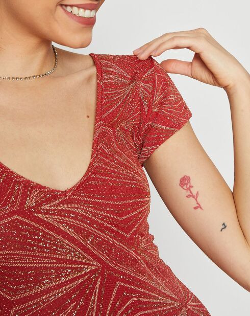 Robe Longue Oceane lurex rouge