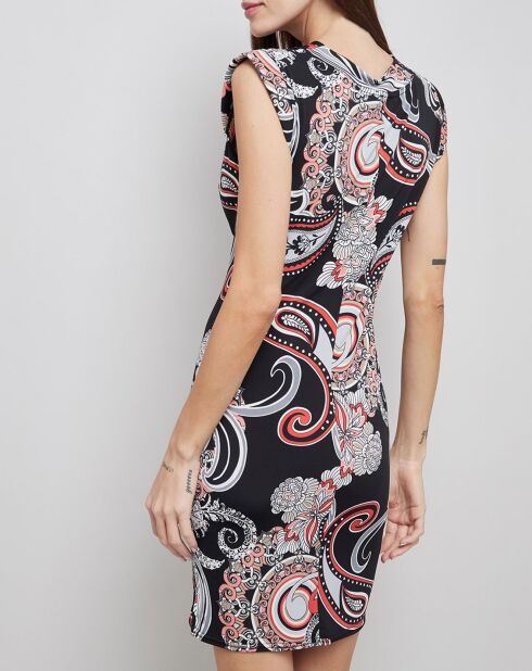 Robe Platine imprimée noir/rouge
