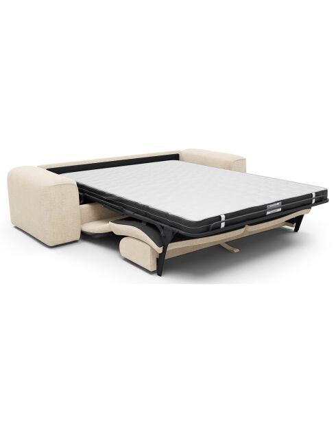 Canapé convertible express nova velours texturé crème - 95x214x73 cm