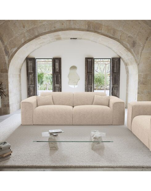 Express nova slaapbank beige getextureerd fluweel - 95x234x73 cm