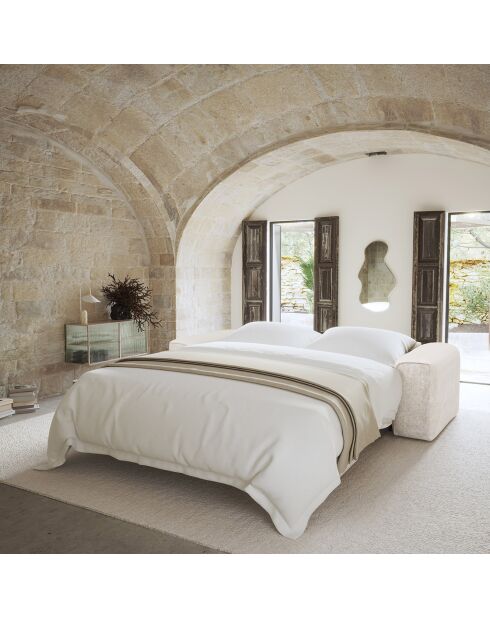 Slaapbank Express nova creme geweven fluweel - 95x214x73 cm