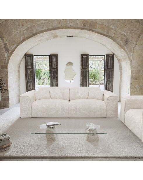 Slaapbank Express nova creme geweven fluweel - 95x214x73 cm