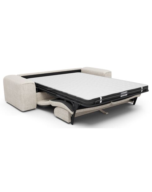 Canapé convertible express nova velours tramé crème - 95x214x73 cm