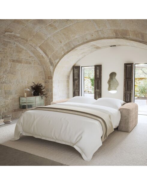 Express nova slaapbank beige geweven fluweel - 95x214x73 cm