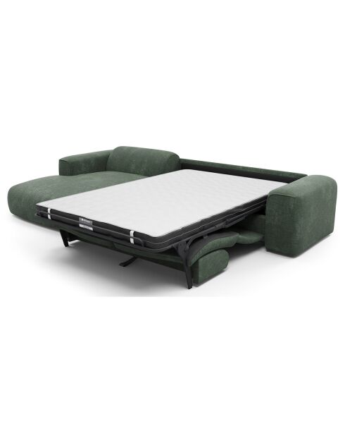 Divano angolare sinistro trasformabile Express nova in velluto testurizzato verde smeraldo - 165x280x73 cm