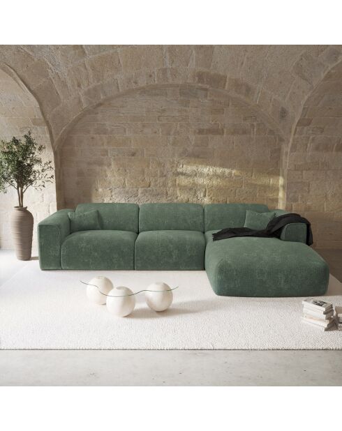 Express Nova Ausziehsofa, rechtwinklig, smaragdgrün, strukturierter Samt — 165 x 280 x 73 cm