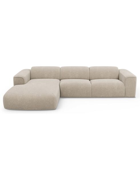Express nova converteerbare linkerhoekbank beige getextureerd fluweel - 165x280x73 cm