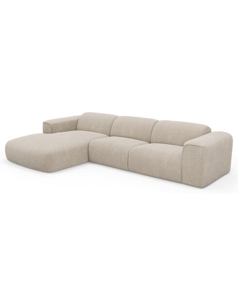 Express nova converteerbare linkerhoekbank beige getextureerd fluweel - 165x280x73 cm