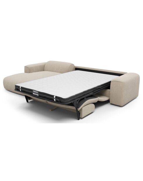 Express nova converteerbare linkerhoekbank beige getextureerd fluweel - 165x280x73 cm