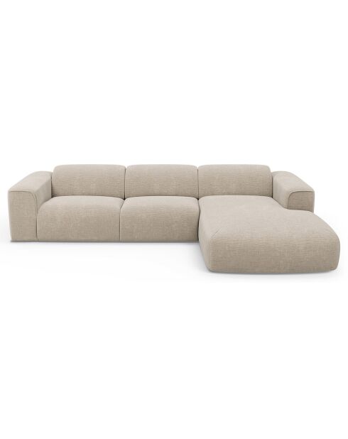 Express nova converteerbare rechthoekige bank beige getextureerd fluweel - 165x280x73 cm