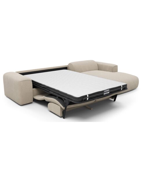 Express nova converteerbare rechthoekige bank beige getextureerd fluweel - 165x280x73 cm