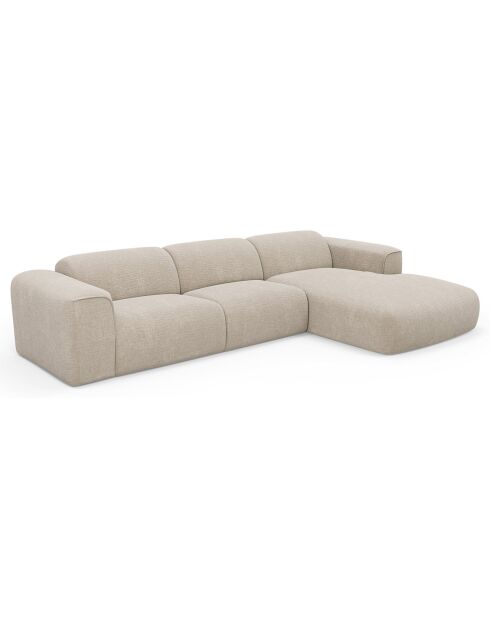 Canapé angle droit convertible express nova velours texturé beige - 165x280x73 cm