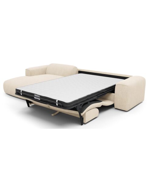 Canapé angle gauche convertible express nova velours texturé crème - 165x280x73 cm