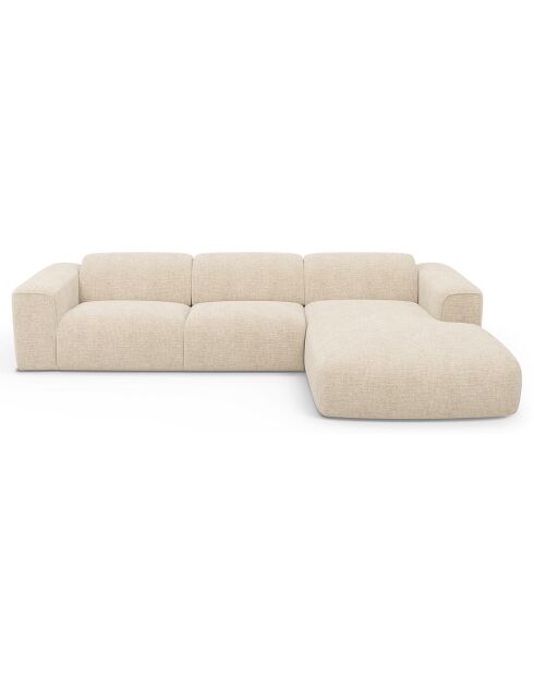 Express nova converteerbare hoekbank crèmekleurig fluweel met textuur - 165x280x73 cm