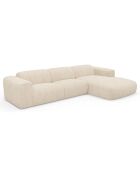 Canapé angle droit convertible express nova velours texturé crème - 165x280x73 cm