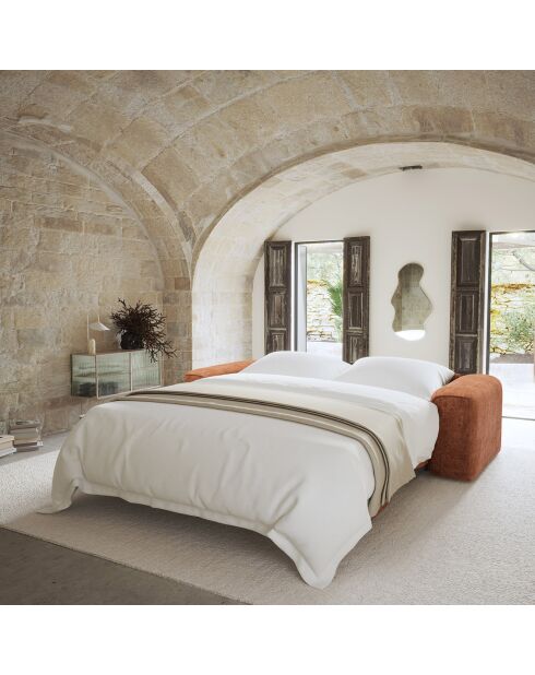 Express nova slaapbank terracotta geweven fluweel - 95x234x73 cm