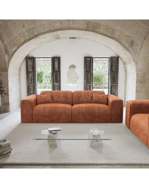 Express nova slaapbank terracotta geweven fluweel - 95x234x73 cm