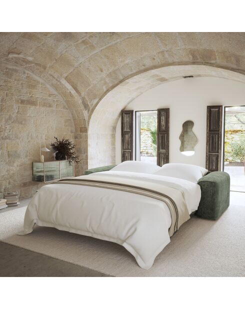 Slaapbank Express nova olijfgroen geweven fluweel - 95x214x73 cm