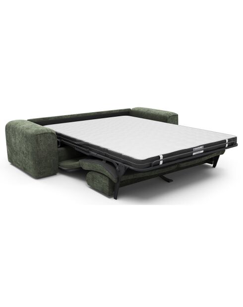 Canapé convertible express nova velours tramé vert olive - 95x214x73 cm