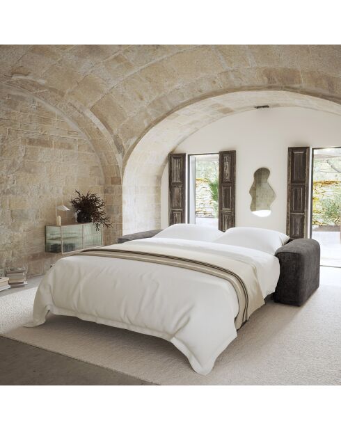 Express Nova Schlafsofa aus schwarzem gewebtem Samt, 95 x 214 x 73 cm