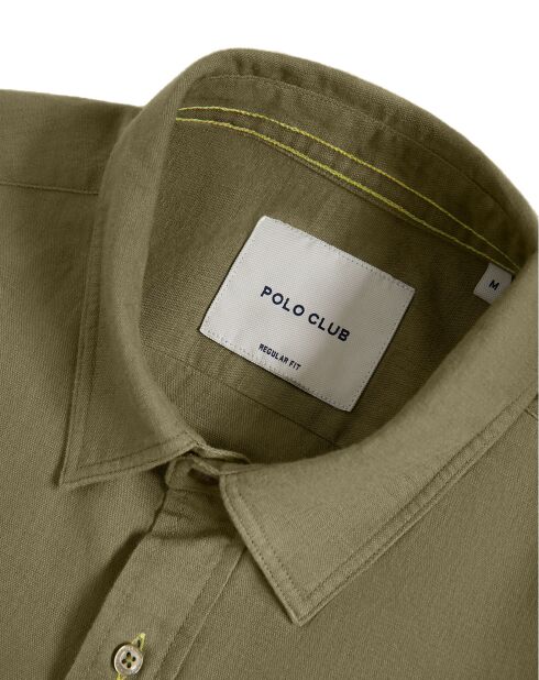 Chemise en Lin mélangé S-S Block Label kaki