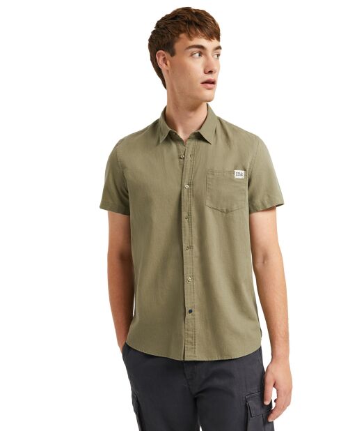Chemise en Lin mélangé S-S Block Label kaki