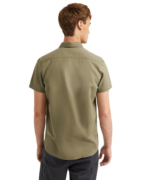 Chemise en Lin mélangé S-S Block Label kaki