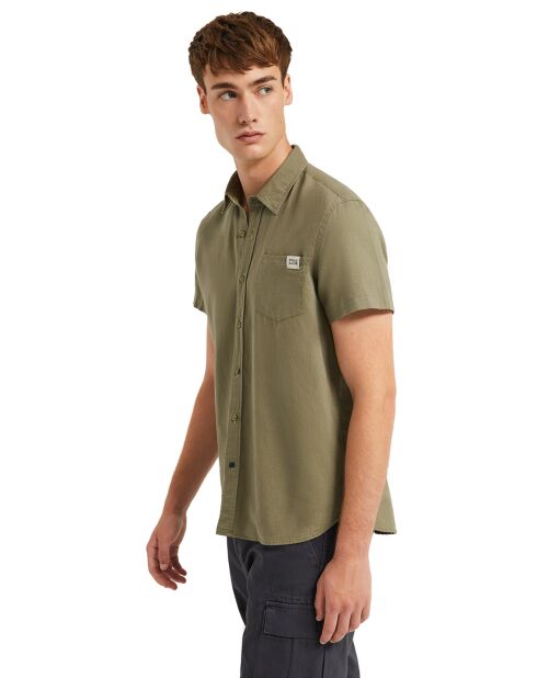 Chemise en Lin mélangé S-S Block Label kaki
