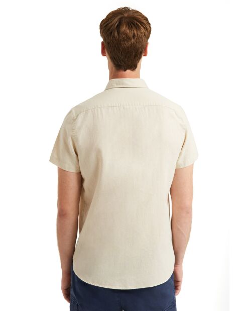 Chemise en Lin mélangé S-S Block Label écrue